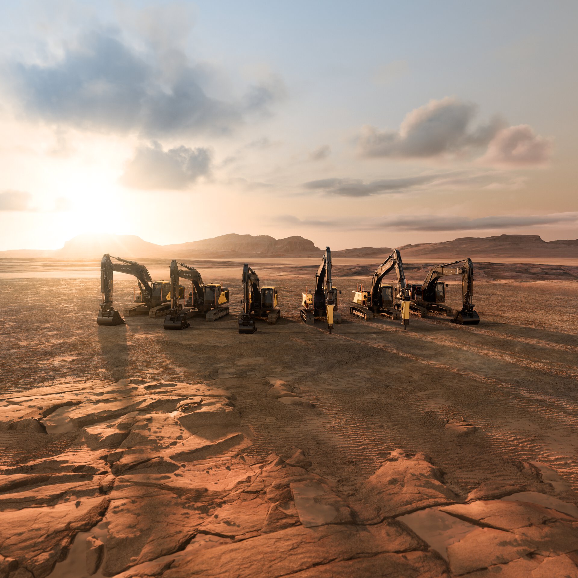 excavator attachments range in action, demonstrating maximum breakout force and precision in a construction site.